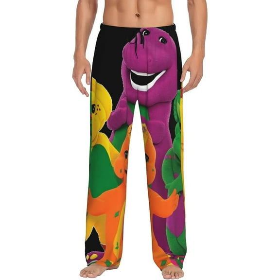 Barney And Friends Pajama Pants for Men, Super Soft All over Print Lounge Pants Sleepwear Bottom with Pockets Drawstring