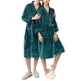 thumbnail image 2 of Sylvamorning Warm Plush Shower Robes Soft Lounge Robe Sleepwear Husband  Wife, 2 of 8