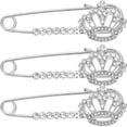 thumbnail image 1 of Miangastore 3Pcs Simple Crown Pin for Women Rhinestone Brooch for Daily Life, 1 of 8