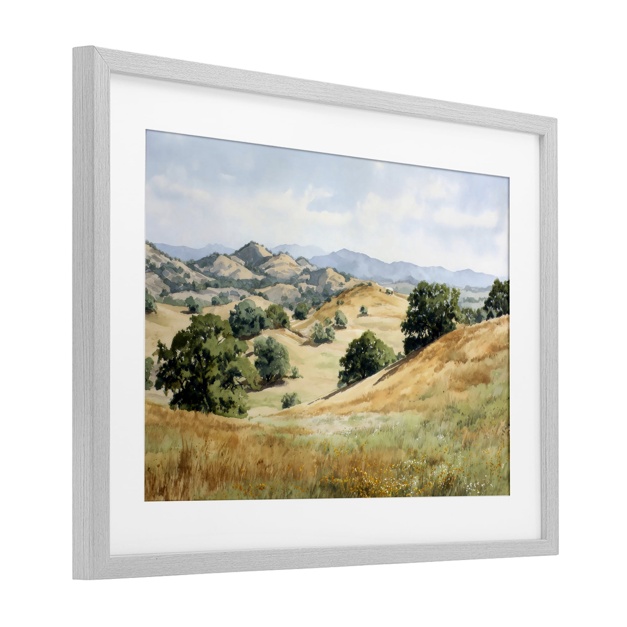 Stupell Industries Idyllic Mountains and Trees Gray Framed Print Under Glass, design by Petal Prints Design