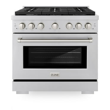 ZLINE 36 in. 5.2 cu. ft. Paramount Gas Range with 6 burner Cooktop and Convection Gas Oven in DuraSnow Stainless Steel (SGRS-36)