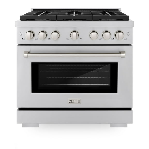 ZLINE 36 in. 5.2 cu. ft. Paramount Gas Range with 6 Burner Cooktop and Convection Gas Oven in Stainless Steel (SGR36)