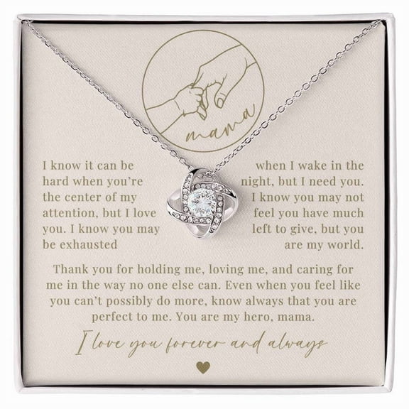 Blush Newborn Mama Necklace Love Knot Necklace Standard Box