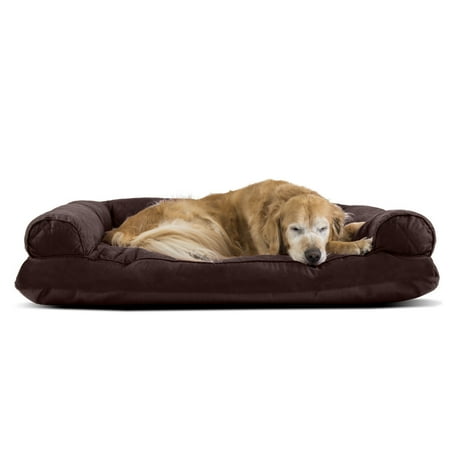 FurHaven Pet Products | Quilted Pillow Sofa Pet Bed for Dogs & Cats - Coffee Jumbo