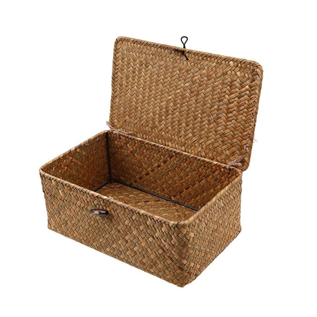 Almacenamiento De Algas Marinas, Caja De Almacenamiento Tejida Con Tapas, Organizador De Maquillaje Para El Hogar, La Cocina Y La Oficina Yuarrent HA039996-02