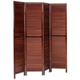 thumbnail image 2 of Oriental Furniture 6 ft. Tall Wooden Louvered Room Divider Walnut 4 Panel, 2 of 6