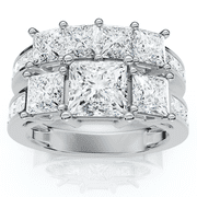 Pompeii 3 1/2ct Princess Cut Diamond Engagement Ring Wedding Set 14K White Gold (G/H,I1)