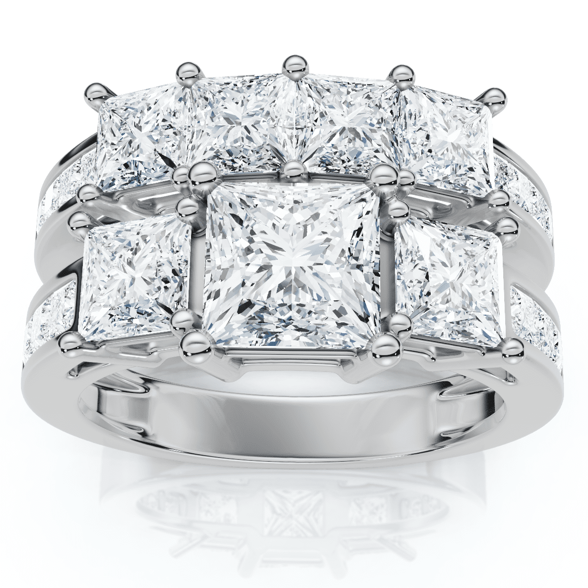 Pompeii 3 1/2ct Princess Cut Diamond Engagement Ring Wedding Set 14K White Gold (G/H,I1)
