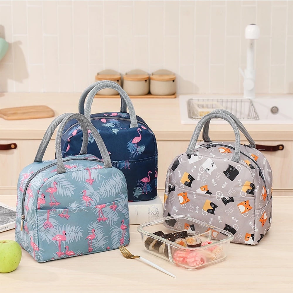Insulated Cooler Bag Soft Lunch Picnic BBQ Cool Bag Shoulder Strap Flamingo 