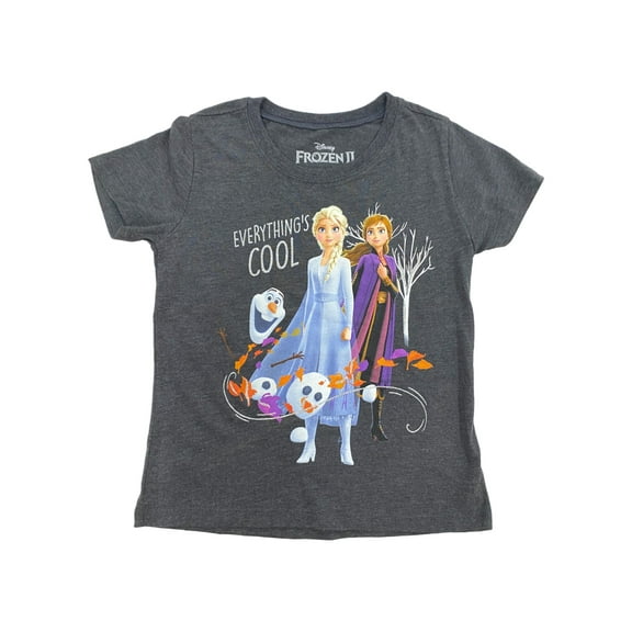 Disney Frozen Girls Gray Elsa Anna & Olaf Short Sleeve T-Shirt Tee Shirt XS (4)