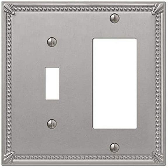 Amerelle 74TRBN Moderne Wallplate 1 Toggle / 1 Rocker Cast Metal Brushed Nickel 1-Pack