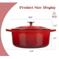 thumbnail image 3 of Horno holandés de hierro fundido esmaltado EDGING CASTING, 5.5 cuartos, redondo, con doble asa para hornear pan, con tapa, color rojo, 3 of 5