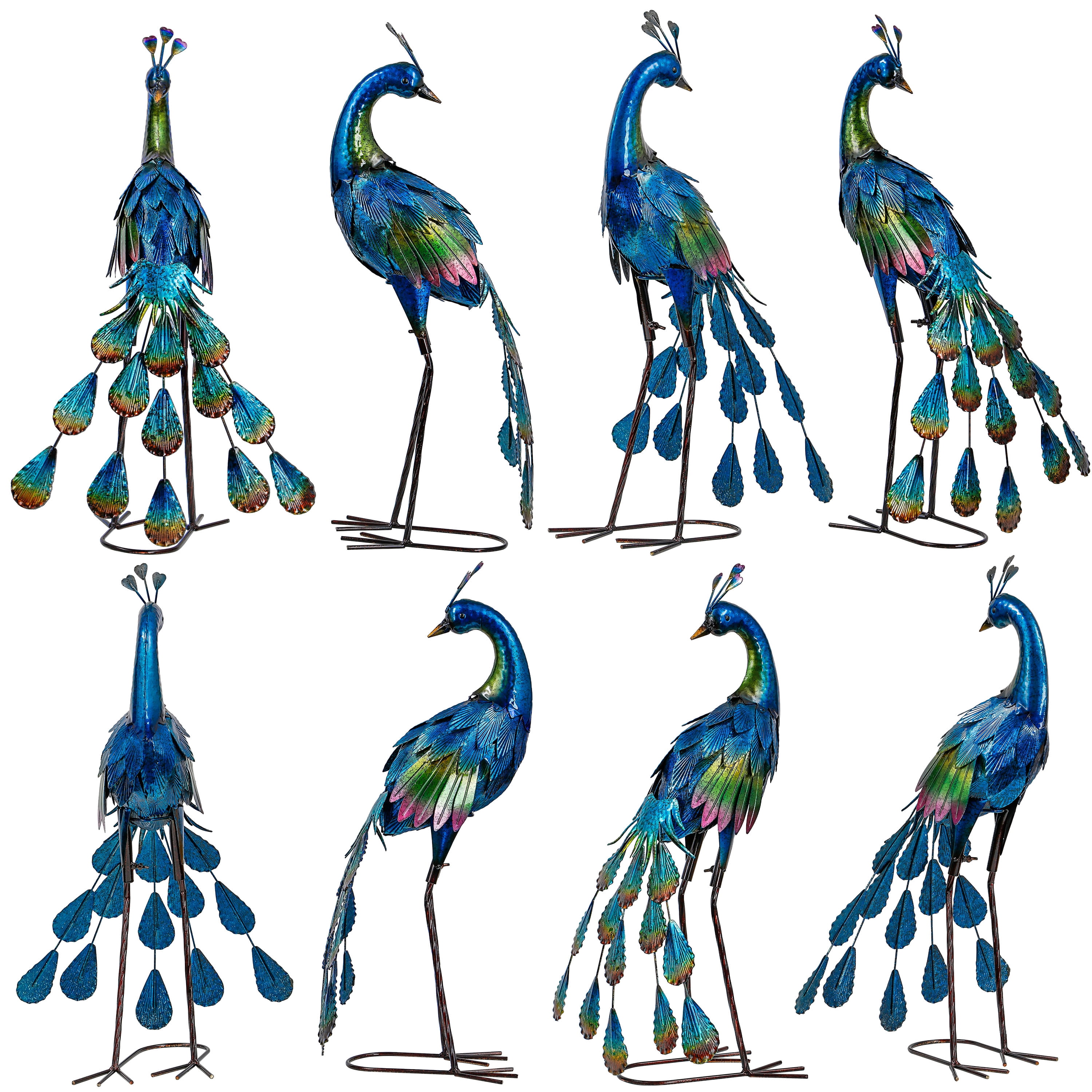 TERESA'S COLLECTIONS 18" Peacock Metal Garden Statue, Waterproof Colorful Decor, Gift for Mom