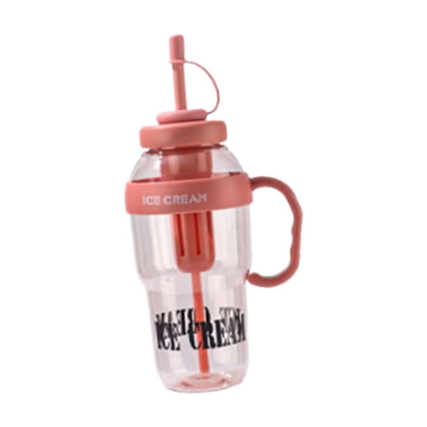 Botella de agua deportiva tipo vaso, a prueba de fugas, con asa, gran capacidad, resistente y moderna. rosa