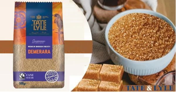 Tate & Lyle Demerara Cane Sugar 500g Bag (Pack of 2), Imported from UK