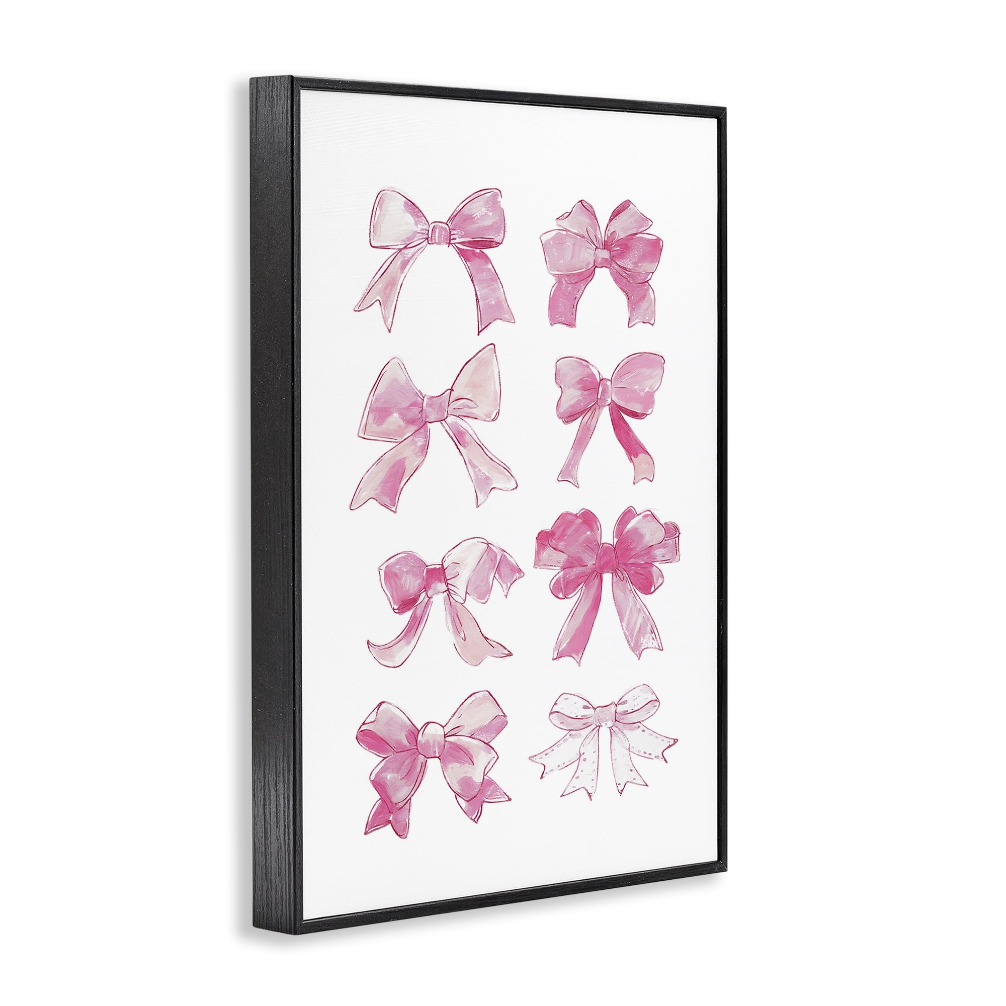Stupell Industries Rows Of Pink Bows Beauty & Fashion Painting Black Framed Art Print Wall Art, 20 x 30