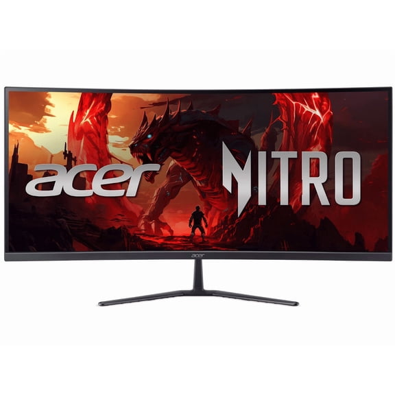 Acer Nitro 34 inch UltraWide QHD 2K 1440P 120Hz AMD FreeSync Premium 120Hz 1ms Curved Gaming Computer Monitor ED340CUR J0biip