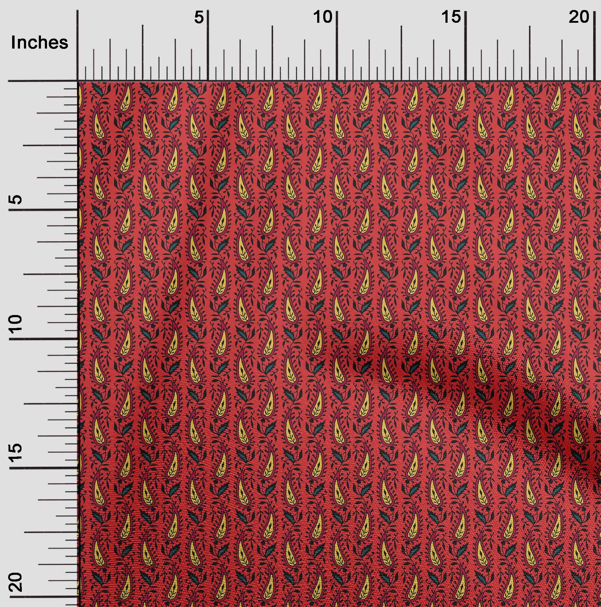 oneOone Viscose Chiffon Fabric Leaves & Paisley Block Decor Fabric Printed BTY 42 Inch Wide