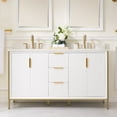 thumbnail image 4 of ANGELES HOME 60" Bathroom Vanity with Sink Top Combo Set, Solid Wood Bathroom Makeup Cabinet W/ 4 Soft-Close Door and 3 Soft-Close Drawers, Freestanding Bathroom Cabinet with Undermount Sink, 4 of 12