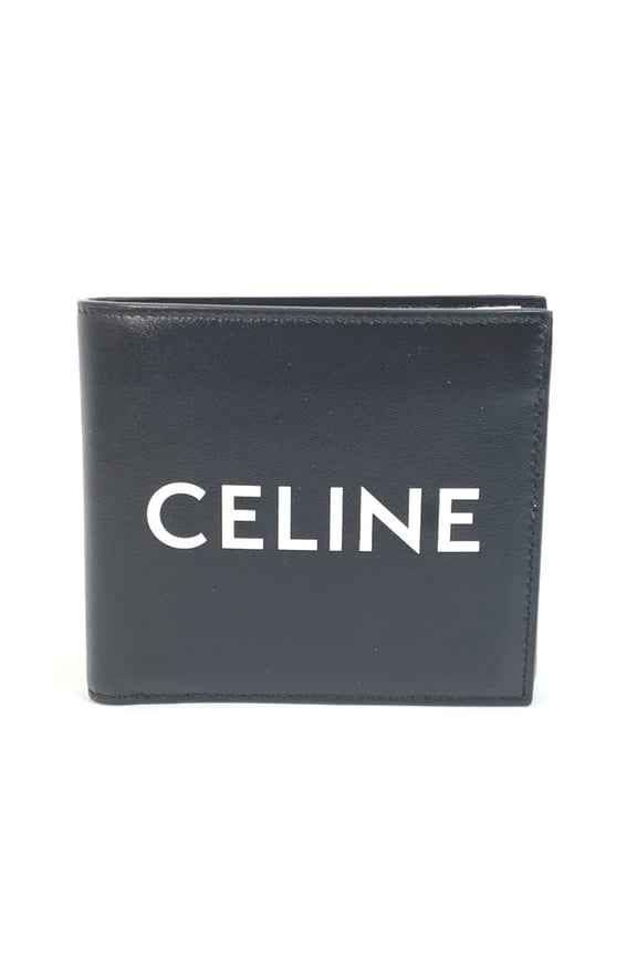 Pre-Owned CELINE 10C873DME Logo Bifold Wallet, Unisex, Black Leather