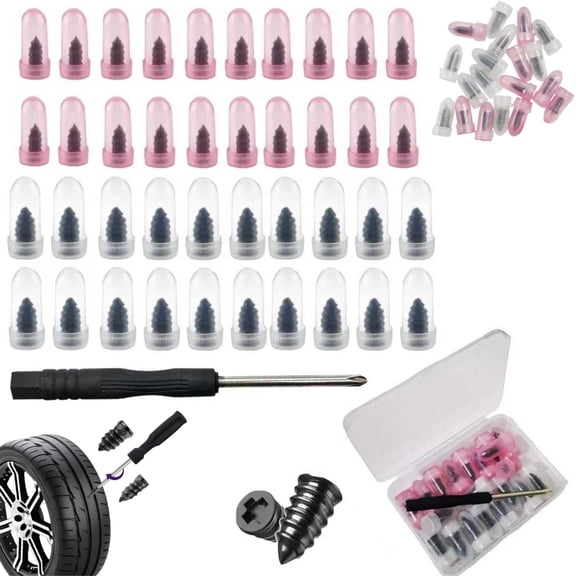 Tire Repair Rubber Nails Kit with 2 Sizes, 2026 New Vacuum Tire Mending Nail Kit, Screw in Tire Repair Plugs with Screwdriver, Fast Self-Service Tire Repair Tools for Car, Motorcycle, Truck, Tractor