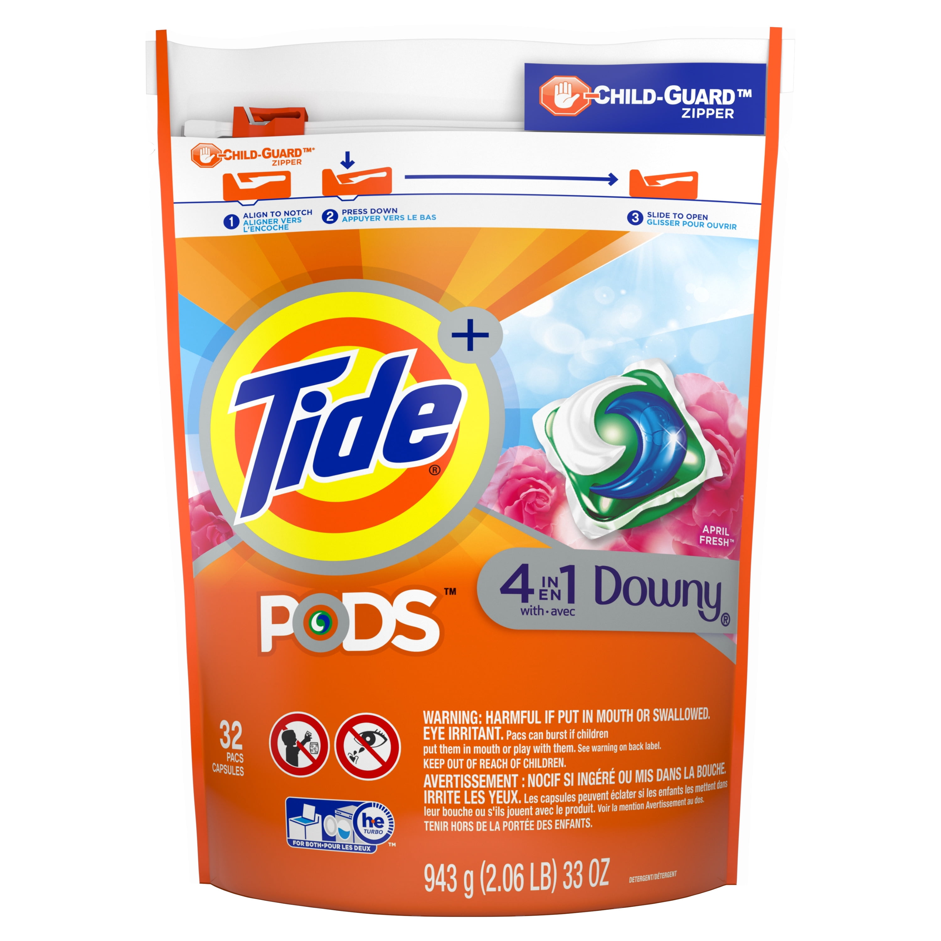 Tide Pods Plus Downy April Fresh, Laundry Detergent Pacs, 32 ct.
