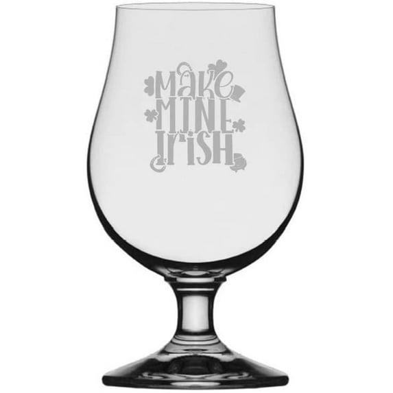 Make Mine Irish St Patrick's Day Etched 13.25oz Iona Beer Glass