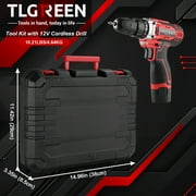 TLGREEN 12V Cordless Drill Tool set - 139 Piece, 2Ah Battery, 2-Speed Adjustable Power & Rapid Charging Magnetic drill, Home Tool Kit for DIY, Repairs, Gift for Father, Husband, Friend, Red