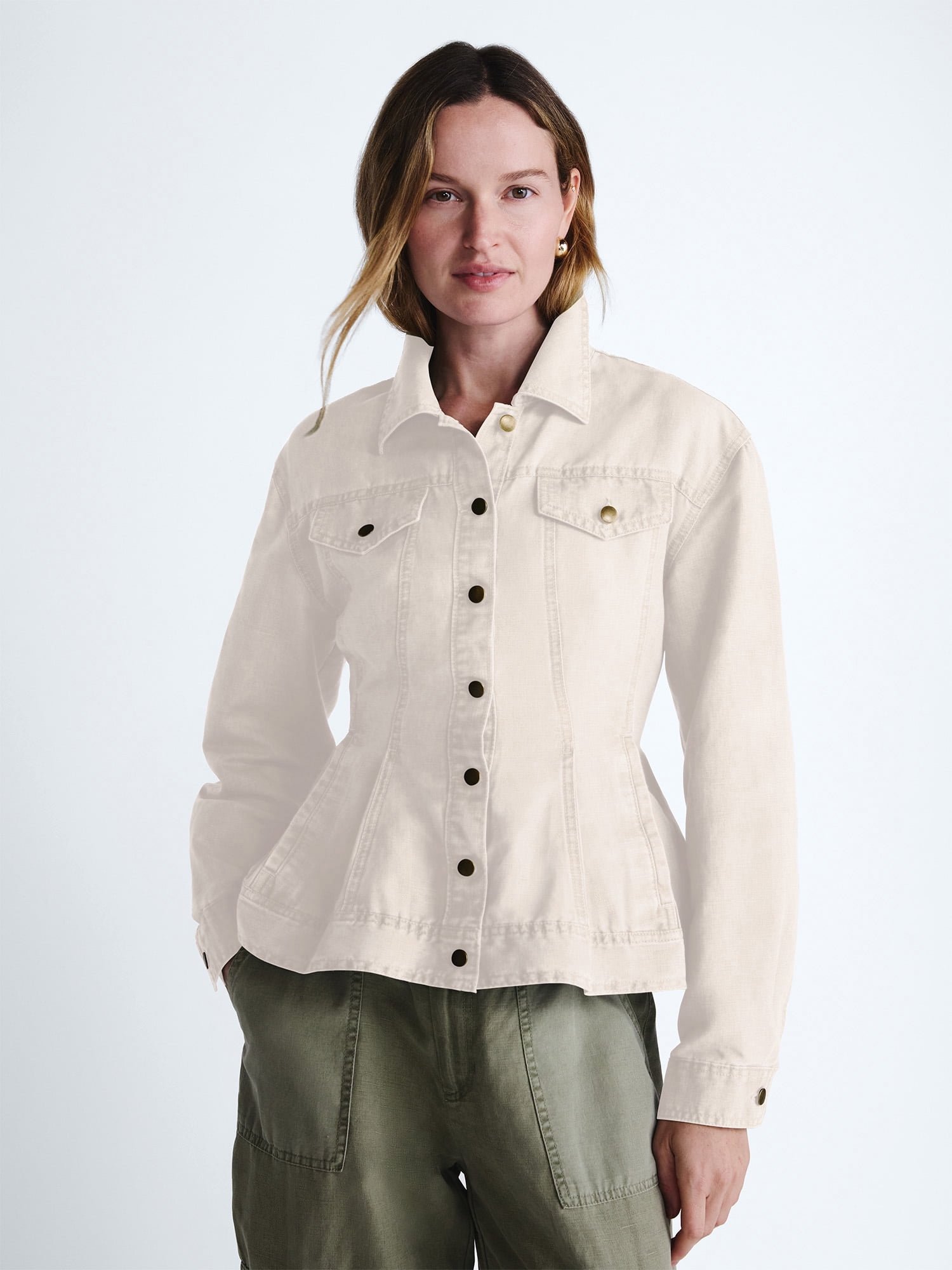 Scoop Women's Peplum Trucker Jacket, Sizes XS-XXL