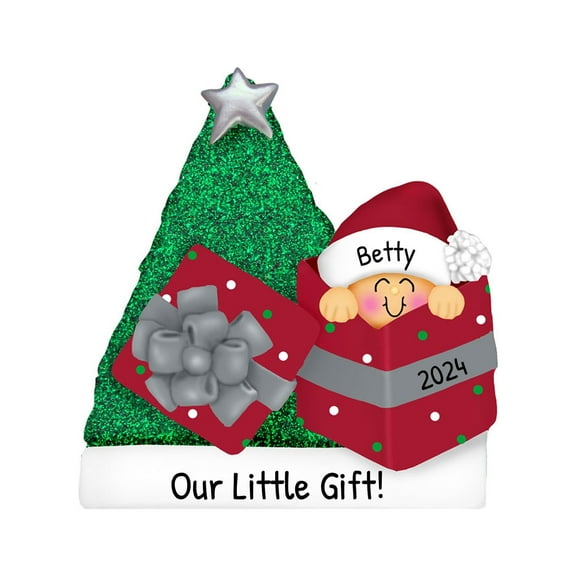 Ornaments by Elves Personalized Baby Christmas Ornament 2024 Baby in Red Ornament Gift Box .25lbs