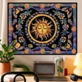 thumbnail image 2 of Tapiz de sol y luna, tapiz psicodélico con flores y plantas para dormitorio, tapiz de flores bohemio hippie estético para colgar en la pared para dormitorio y sala de estar, 2 of 6