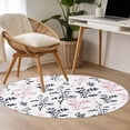 thumbnail image 4 of Round Area Rug 4 Ft, Grey Pink Botanical Washable Non-Slip Circle Carpet for Living Room/Bedroom, Watercolor Spring Floral Summer Leaf Low-Profile Crawling Mats Collection Rugs for Indoor, 4 of 8