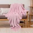 thumbnail image 3 of PiccoCasa Flannel Fleece Blanket, Microfiber Fuzzy Plush Blankets for Sofa, Pink 59" x 78", 3 of 8