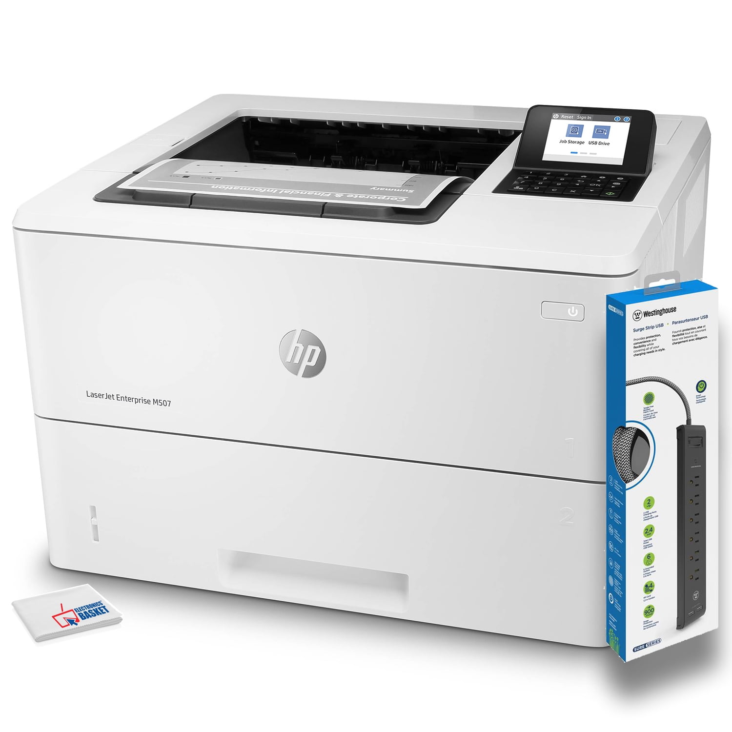 HP LaserJet Enterprise M554dn Color Printer, White, 35ppm Speed