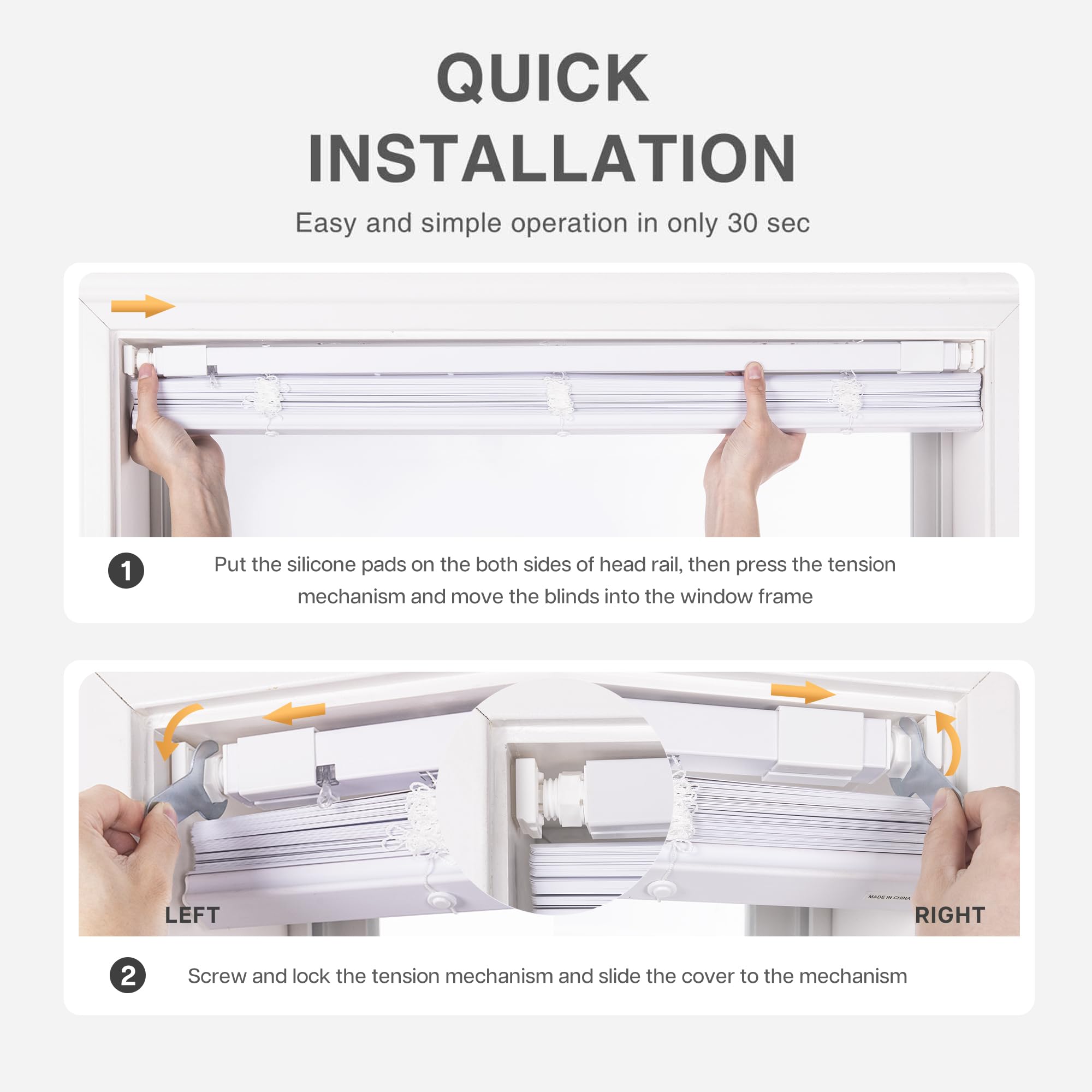 No Tools Drill 1" Vinyl Mini Blinds  Cordless For Windows Light Filtering Horizontal Window & Shades 20" W X 64" H Cream