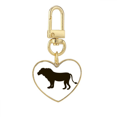 thumbnail image 1 of Black Lion Animal Portrayal Gold Heart Keychain Metal Keyring Holder, 1 of 3