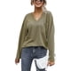thumbnail image 1 of Blusa Manga Larga Cuello En V Color Puro Bolsillo Cómodo Top De Moda Para Mujer, 1 of 8