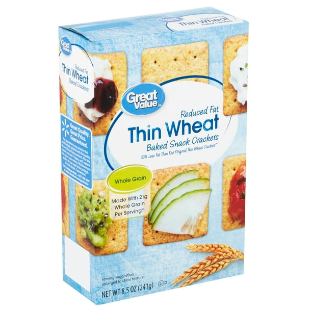 Great Value Reduced Fat Thin Wheat Baked Snack Crackers, 8.5 oz