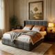 thumbnail image 4 of Cama elevable con espacio de almacenamiento, estructura de cama tapizada con cabecera moderna con respaldo alto, soporte de listones de madera, soporte hidráulico, no necesita somier, 4 of 9