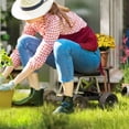thumbnail image 2 of Outsunny Siège de Jardin avec Roues, Tabouret de Jardin Roulant, Noir, 2 of 10