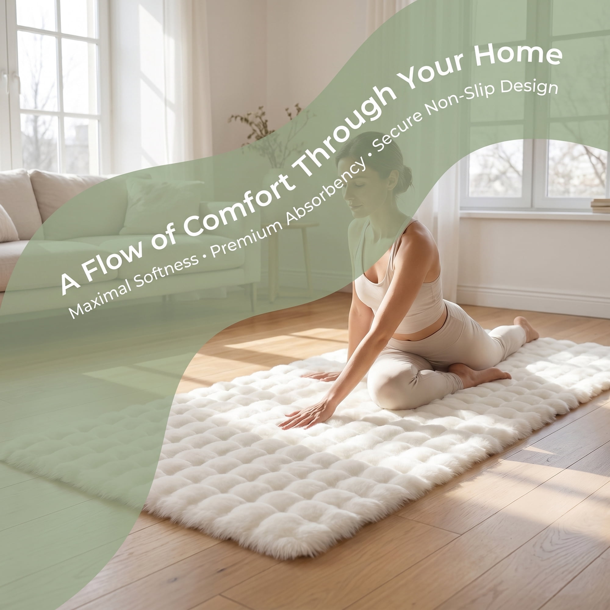 Unique Bargains Geometric Absorbent Shaggy Area Rug Non-Slip Plush Carpet 32" x 20" White