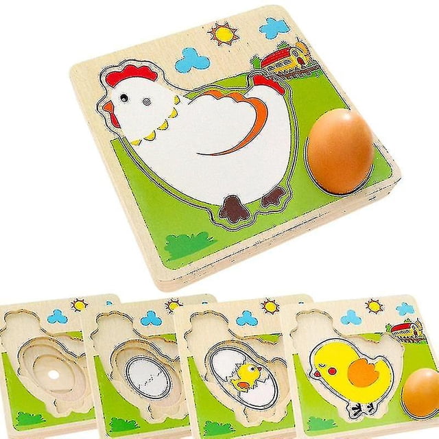 Rompecabezas 3d de madera para niños, proceso de crecimiento de gallinas, juguetes de aprendizaje para bebés en edad preescolar, regalos de cumpleaños