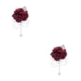 thumbnail image 3 of Bewildely Elegantes broches de boda, además de atuendo formal, ramillete de poliéster duradero y duradero Winered vino rojo 2Conjunto, 3 of 6