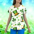 thumbnail image 1 of Jacenvly Hauts pour Femmes Liquidation Hauts Imprimés de la Saint-Patrick Mode Décontractée Col en V Manches Courtes Poche Imprimée Ensemble de Protection Hauts pour Femmes Grande Taille, 1 of 5