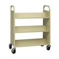 thumbnail image 2 of Lorell Double Sided Book Cart 6 Shelf 200lbs Capacity 5" Caster Size Steel 36"x19"x46" Putty, 2 of 7