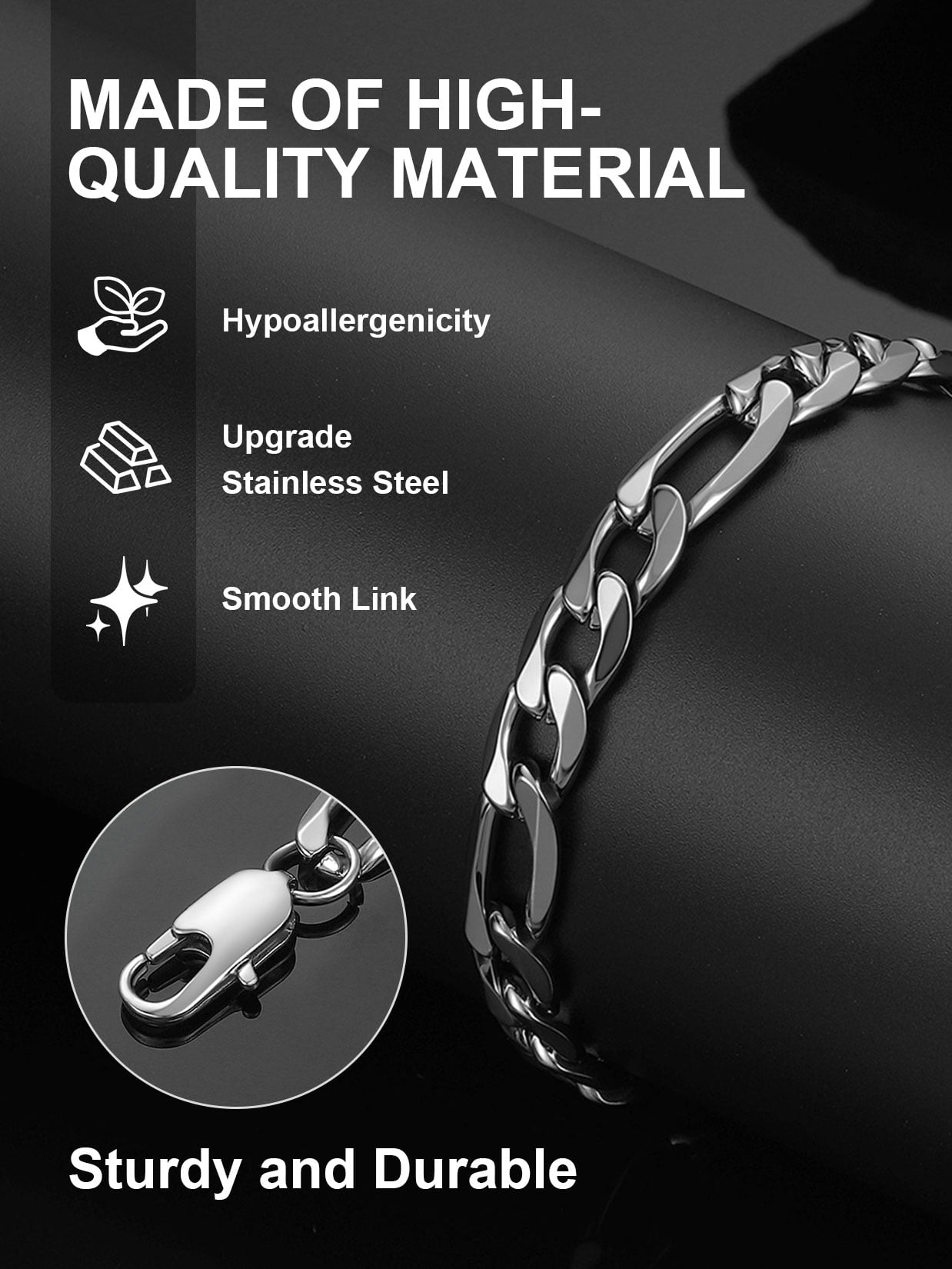 ChainsProMax HipHop Men's Bracelet, 9mm 8.3inch, Stainless Steel