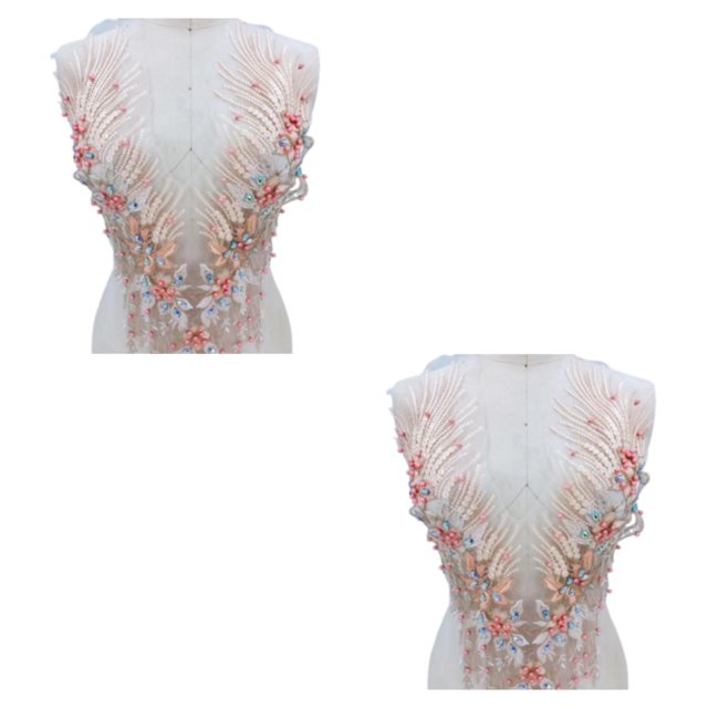 maskred Applique en Dentelle Robuste et Durable avec Perles 3D et Strass avec Matériaux Robustes et Durables Plusieurs Couleurs Champagne Rose un 2ensemble