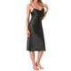 thumbnail image 4 of INSPIRE CHIC Vestido de dormir para mujeres, satén sedoso, dobladillo de cola de pez, cuello de cowl, sin mangas, tirantes de espagueti, midi, quimono de lounge, vestido de noche M negro, 4 of 6