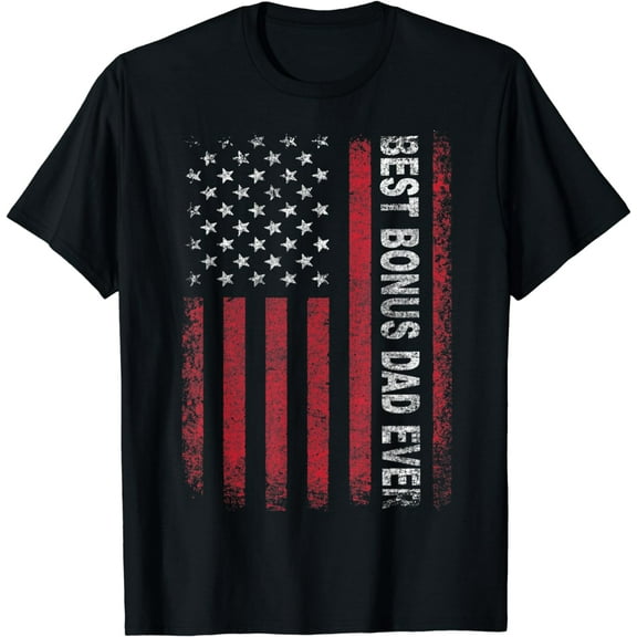 Step Dad T Shirt For Gift: Best Bonus Dad Ever American Flag T-Shirt