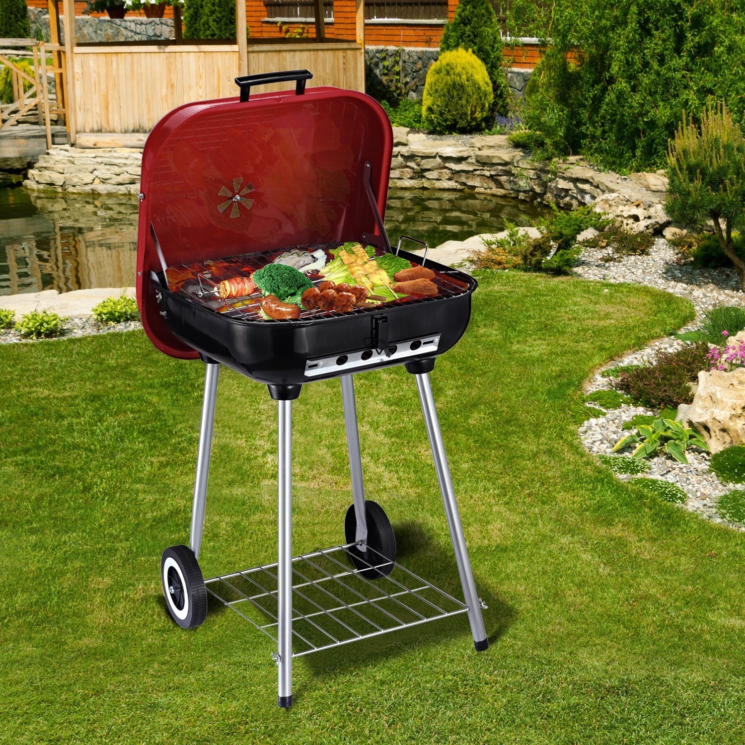 Outsunny Steel Portable Charcoal Barbecue Grill